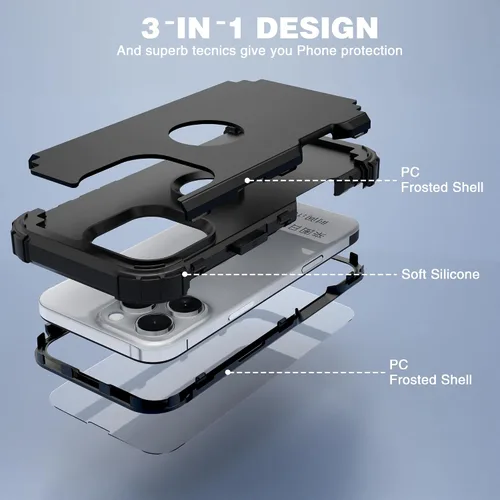 Vista 9 de IDweel Funda para iPhone 16 Pro Max con Protector de Pantalla, 3 en 1 Resistente a Golpes Ajuste Delgado Híbrida de Servicio Pesado Cubierta Dura