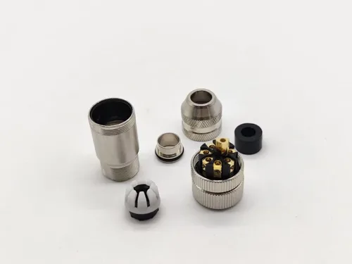 Vista 5 de Elecbee 3 unids M12 conector de sensor blindado A-Coded 8 Pin hembra enchufe de cable recto con carcasa de metal impermeable