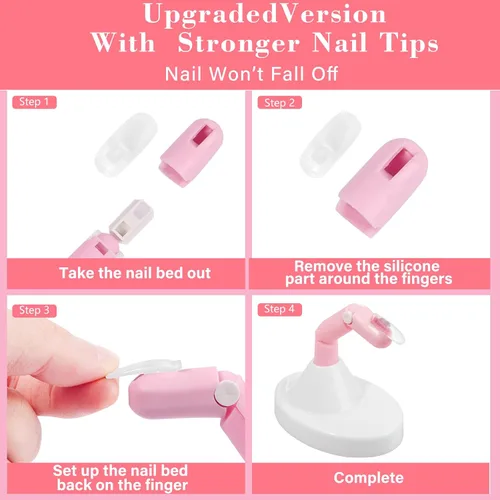 Vista 4 de Dedos de práctica para uñas acrílicas, dedos falsos movibles flexibles para practicar uñas postizas, 3 piezas ajustables de práctica de dedos