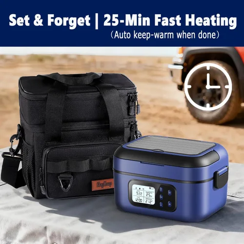 Vista 2 de Lonchera eléctrica inalámbrica XL para adultos, alimentada por batería, capacidad de 2 x 6.3 tazas, calentador de alimentos portátil recargable