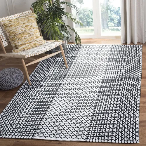 Vista 9 de SAFAVIEH Colección Montauk - Alfombra de pasillo, 2 pies 3 pulgadas x 7 pies, color negro y marfil, algodón hecho a mano, ideal para zonas de alto