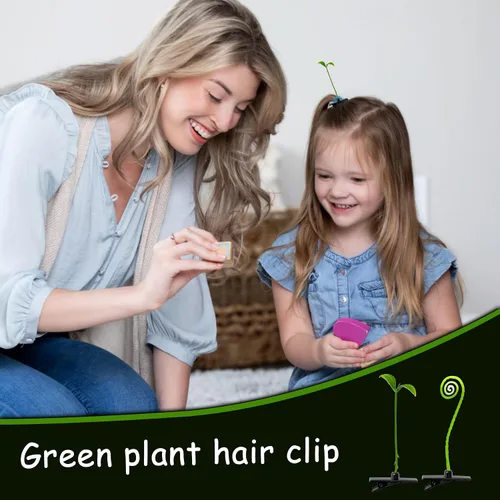 Vista 7 de Juego de 30 pinzas para el cabello con brotes de frijoles, bonitos pasadores de pelo de plantas verdes para mujeres, niñas y niños, horquillas