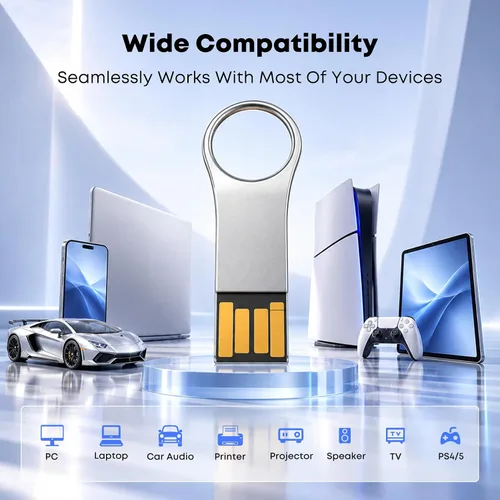 Vista 6 de 64GB Key Shape USB Flash Drive, Silver Metal USB 2.0 Memory Stick, Portable Keychain Thumb Drive Pen Drive for PC Laptop
