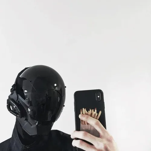 Vista 5 de Cyberpunk - Máscara de casco para hombre para cosplay, máscara futurista fresca Cyberpunk, accesorios para casco de cosplay, disfraz facial, negro
