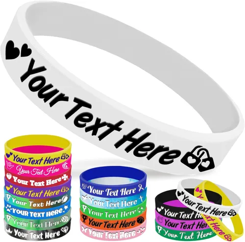 Vista 10 de Pulseras de silicona personalizadas, pulseras de goma personalizadas a granel para eventos, regalos de motivación deportiva, apoyos para hombres