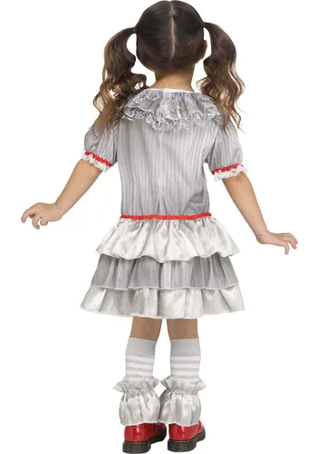 Vista 2 de Disfraz de Payaso Carnevil para Niña Pequeña Multicolor