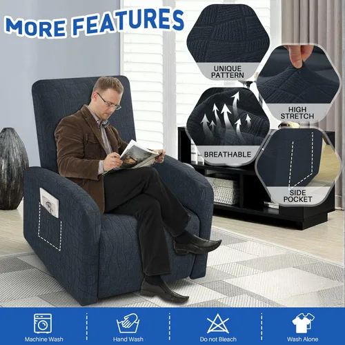 Vista 2 de MAXIJIN Fundas impermeables para sillas reclinables pequeñas de 3 piezas, fundas reclinables que se mantienen en su lugar, fundas reclinables Lazy