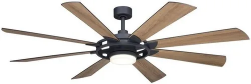 Vista 10 de Burlington - Ventilador de techo de bronce para interiores y exteriores de 68 pulgadas con aspas reversibles de madera de nogal, kit de luz LED