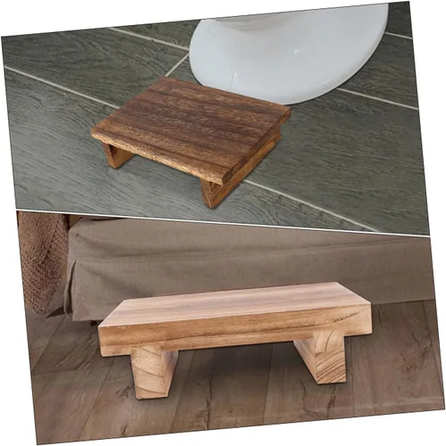 Vista 8 de Tofficu Taburete de madera para adultos, niños y niñas, banco de madera para pies debajo del escritorio para niños y niñas