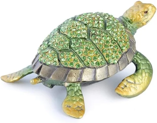 Vista 3 de KALIFANO Joyeríacaja de recuerdo decorativa de tortuga marina con cristales Swarovski para almacenamiento y organización, caja magnética hecha a mano
