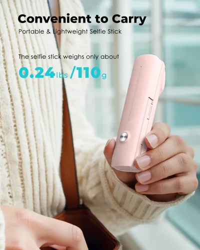 Vista 5 de Viozon Palo Selfie Portátil, Tubo Extensible Ligero de Acero Inoxidable, Palo Selfie Compacto Todo en Uno con Control Remoto Inalámbrico Compatible