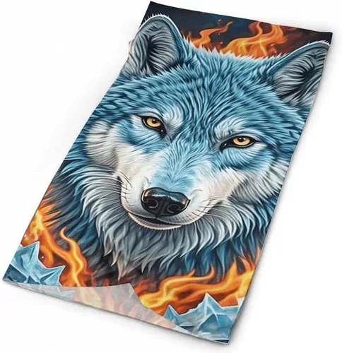 Vista 3 de Wolf Neck Gaiter Breathable & Moisture-Wicking Face Mask Bandana Balaclava Sun Protection Face Cover Scarf Lightweight Seamless Design for Outdoor