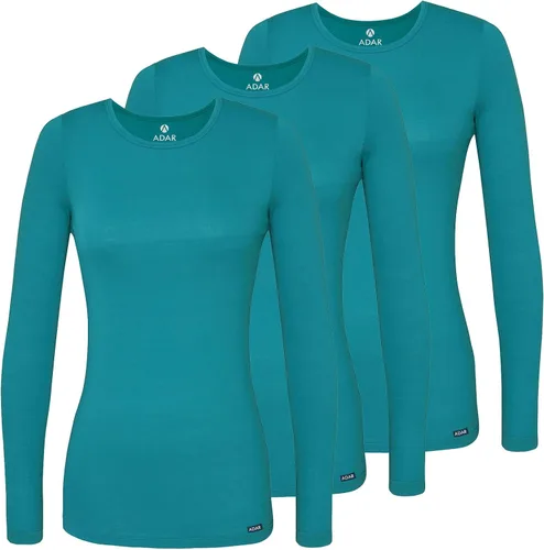 Vista 32 de Adar Underscrubs - Camiseta de manga larga para mujer, paquete de 3 unidades Aguamarina (Aquamarine)