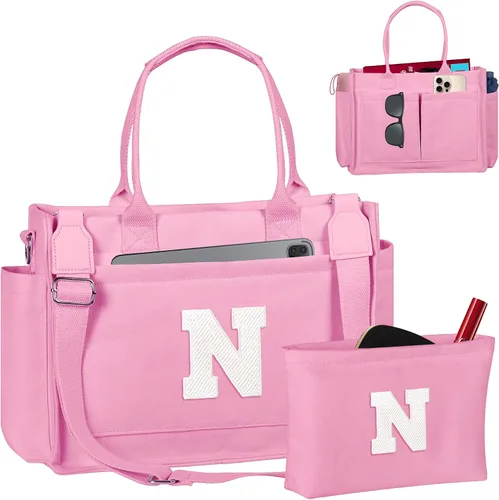 Vista 211 de Easter Basket Stuffers, Initial Tote Bag with Makeup Bag, Birthday Gifts for Women, Teen Girl Gifts Trendy Stuff