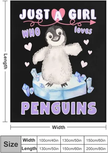 Vista 3 de Manta de pingüino para regalo, 40 x 30 pulgadas, bonita manta para niños, niñas y niños, manta negra suave y mullida para regazo y silla