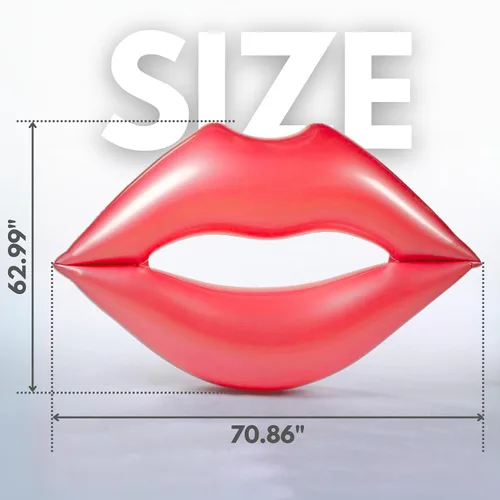 Vista 2 de Flotador gigante de labios rojos para piscina – Tumbona de agua extragrande para adultos de 70.86 x 62.99 pulgadas, flotador de piscina inflable