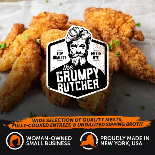 Vista 7 de Grumpy Butcher - Solomillos de pechuga de pollo empanizados, congelados, 5 Horno o freidora de aire listo, ligeramente sazonado, revestimiento