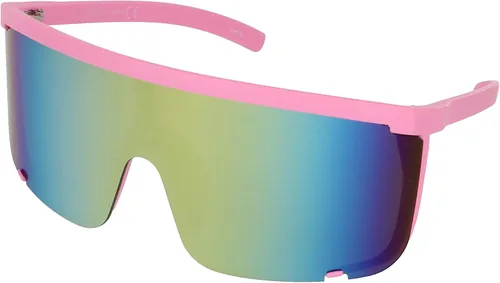 Vista 13 de Gafas de sol impecables unisex de gran tamaño con lentes espejadas, montura negra mate Espejo púrpura