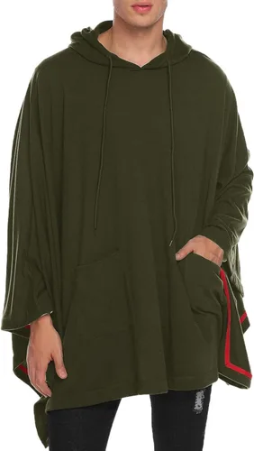 Vista 3 de COOFANDY - Poncho con capucha unisex casual con capucha suéter con bolsillo
