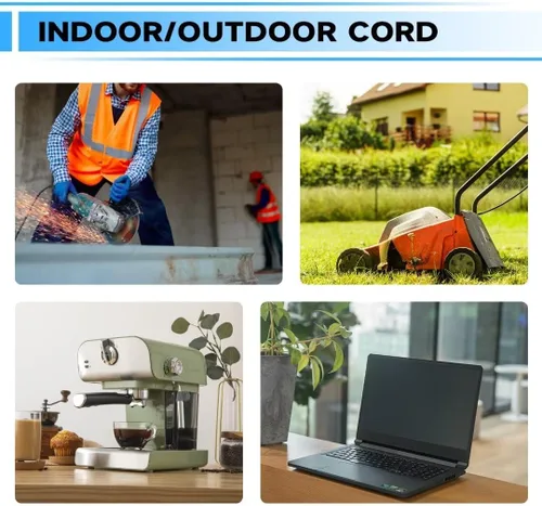 Vista 7 de Cable de extensión iluminado para exteriores de 10 pies, cable de extensión negro resistente SJTW de 10/3 con enchufe de conexión a tierra de 3