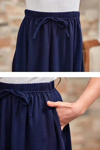 Vista 6 de GORLYA Falda midi casual con dobladillo de festoneado para niñas de 4 a 14 años