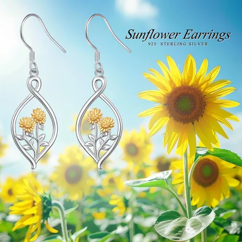 Vista 70 de Aretes colgantes de filigrana de plata de ley 925, margarita, loto, flor de rosa, piedra lunar, lágrima para mujer, nudo celta infinito, margarita