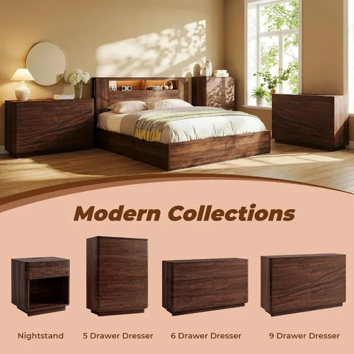 Vista 3 de ACCOHOHO Cómoda moderna de 6 cajones para dormitorio, cómoda de madera de 52 pulgadas de ancho con gran almacenamiento, cómoda sin asas, soporte