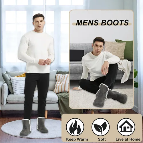 Vista 9 de Home Slipper Pantuflas para hombre, suaves y cálidas de espuma viscoelástica para invierno, para interiores