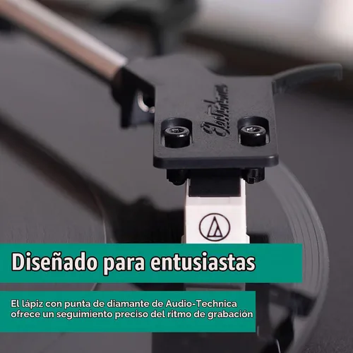 Vista 2 de Electrohome Montrose - Tocadiscos de vinilo de 2 velocidades, con lápiz óptico Audio-Technica, motor de control de velocidad, preamplificador