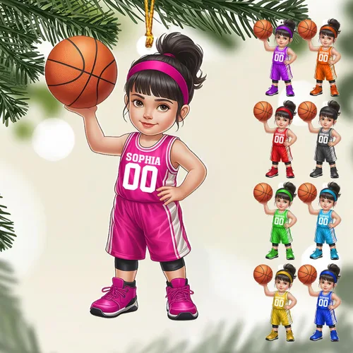 Vista 24 de Adorno Personalizado de Baloncesto 2025 - Adorno de Jugador de Baloncesto - Adornos de Árbol de Navidad de Baloncesto - Regalos de Jugador de Bkb 5