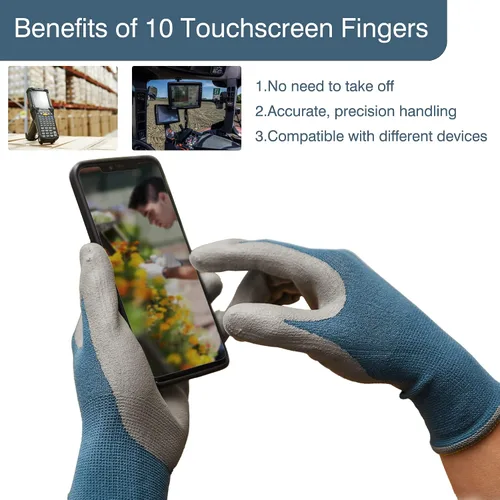 Vista 3 de COOLJOB Guantes de jardinería para hombres, 2 pares de goma transpirable con revestimiento de goma para jardín, paisajismo, trabajo exterior