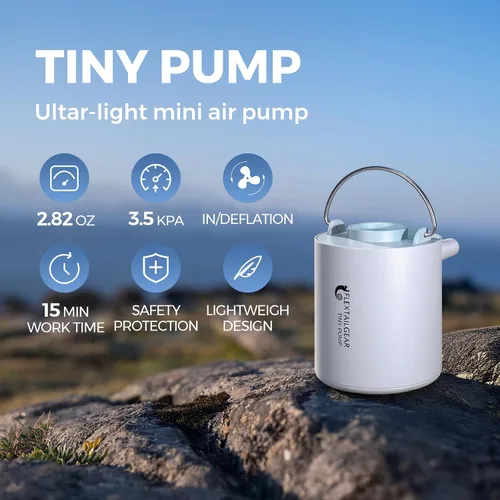 Vista 2 de FLEXTAILGEAR Bomba de aire pequeña y portátil Bomba ultra-mini con batería de 1300mAh recargable por USB para inflar y desinflar flotadores