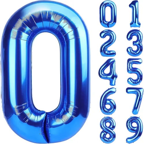 Vista 145 de Globos gigantes de números negros de 40 pulgadas, globos de aluminio de Mylar con helio para cumpleaños, globo número 0 para decoración de fiestas