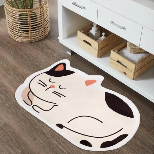 Vista 3 de Divertida alfombra de baño para gatos, bonita alfombra de baño de dibujos animados, de microfibra suave, absorbente de agua, antideslizante, tapete