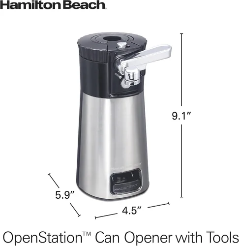 Vista 8 de Hamilton Beach OpenStation Electric Automatic Can Opener for Kitchen with Multi Tool and Bottle and Jar Opening Tools,Auto Shutoff,Cord Storage,Sure