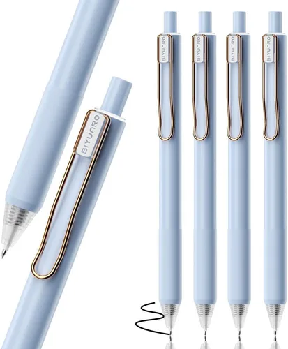 Vista 11 de Bolígrafos de gel - Tinta negra 4 piezas 0.5 mm de punta fina, pluma de escritura suave, suministros para oficina, escuela y diario (negro)