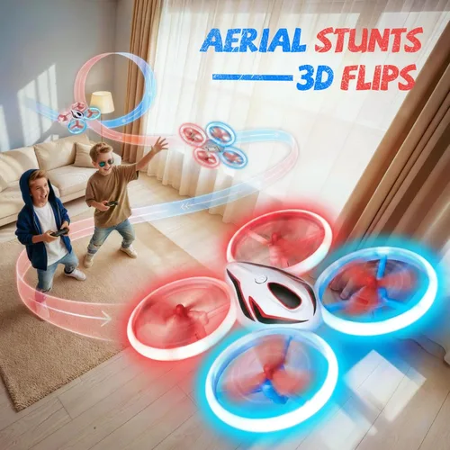 Vista 4 de Dron para niños y adultos, 3 baterías de tiempo de vuelo de 24 minutos, cuadricóptero RC anticolisión con luz LED, retención de altitud, regalos