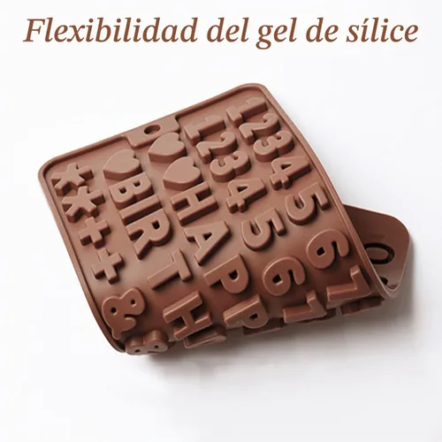 Vista 2 de Molde de silicona de 26 letras + Happy Birthday/números/símbolos, molde de silicona para decoración de chocolate (2 unidades)