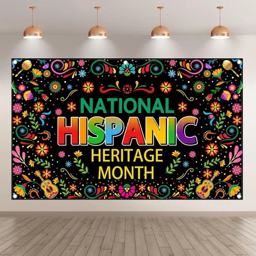 Vista 2 de ZTHMOE Fondo de poliéster de 96 x 60 pulgadas del mes de la herencia hispana, fondo de fotografía del mes de la historia mexicana, decoración