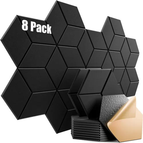 Vista 135 de Paquete de 12 paneles acústicos autoadhesivos de 12 x 10 x 0.4 pulgadas, paneles de espuma a prueba de sonido con alta densidad, elegante diseño