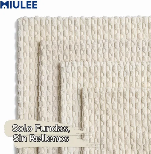 Vista 4 de MIULEE - Juego de 4 fundas de almohada suaves para sofá, decorativas, estilo bohemio, con rayas, fundas de almohada de corduroy, decoración rústica