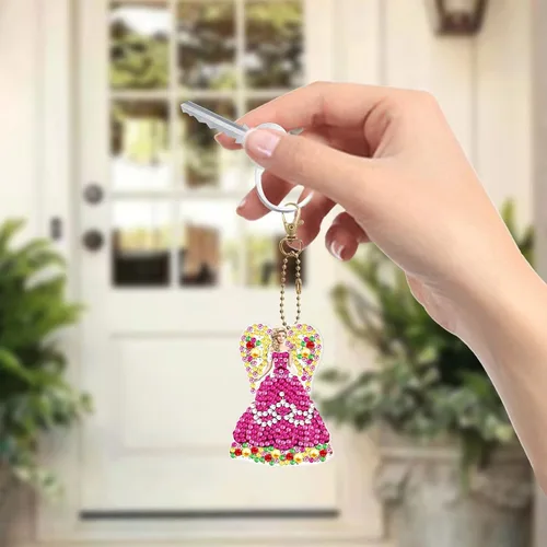 Vista 4 de 5pcs DIY 5D colorido búho diamante pintura llavero kits doble cara búho diamante arte llavero llavero