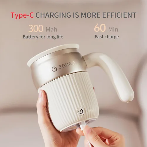 Vista 6 de Taza mezcladora eléctrica – Taza de café recargable autoagitable magnética taza de acero inoxidable para oficina/cocina/viajes/café casero/chocolate