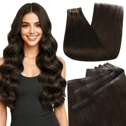 Vista 15 de Full Shine Extensiones de Cabello Rubio con Clip Reflejos Cabello Humano Extensiones con Clip Rubio Ceniza Mezcla Rubio Decolorado PU Extensiones