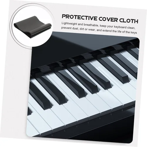 Vista 4 de PU Leather Piano Keyboard Cover Dustproof Anti Scratch Protector Black Finish, Resists Dirt and Wear, Keeps Keys Clean, Does Not Shed Hair