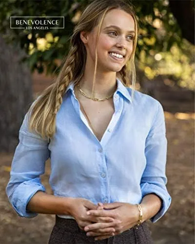 Vista 4 de Benevolence LA Collar de cadena de clip para mujer con juego de pulsera de clip, collar de eslabones de cadena de oro, collar y pulsera de oro de 14