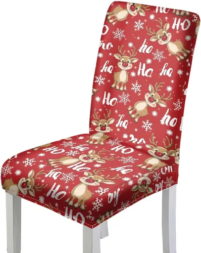Vista 15 de HUGS IDEA Juego de 4 fundas para sillas de comedor de Navidad, fundas elásticas para sillas de cocina, fundas elásticas para sillas de comedor