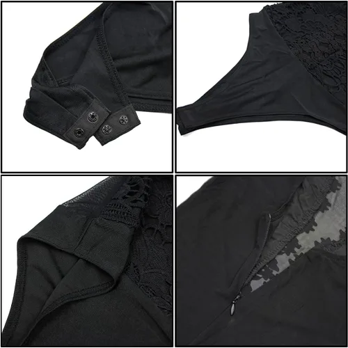 Vista 5 de RARITYUS Women Sexy Lace Swimsuit Bodysuit Jumpsuit See Through Mesh SleevelessLong Sleeve Tops for Party Outfit