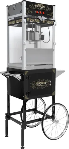 Vista 15 de Máquina de palomitas de maíz de 8 onzas con carrito y ruedas, máquina para hacer palomitas de maíz, estilo cine para el hogar, fiestas, Navidad, uso