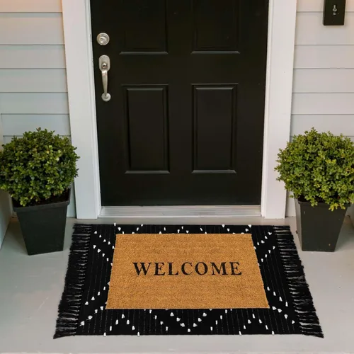 Vista 5 de LIVEBOX Alfombra de baño bohemia negra de 2x3 pies, alfombra de baño lavable, pequeñas alfombras tejidas de algodón, alfombra de área marroquí